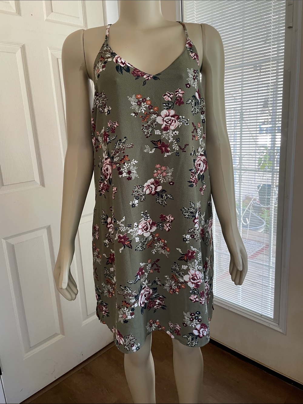 Tempted Olive Green Floral Slip Mini Dress